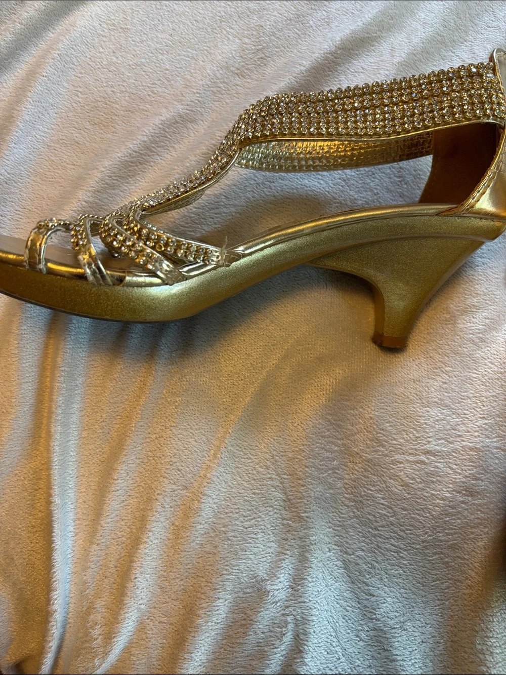 Gold Rhinestone Evening Heels - Women Shoes